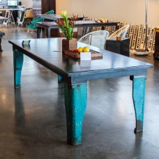 Blue Cast Iron Base Table